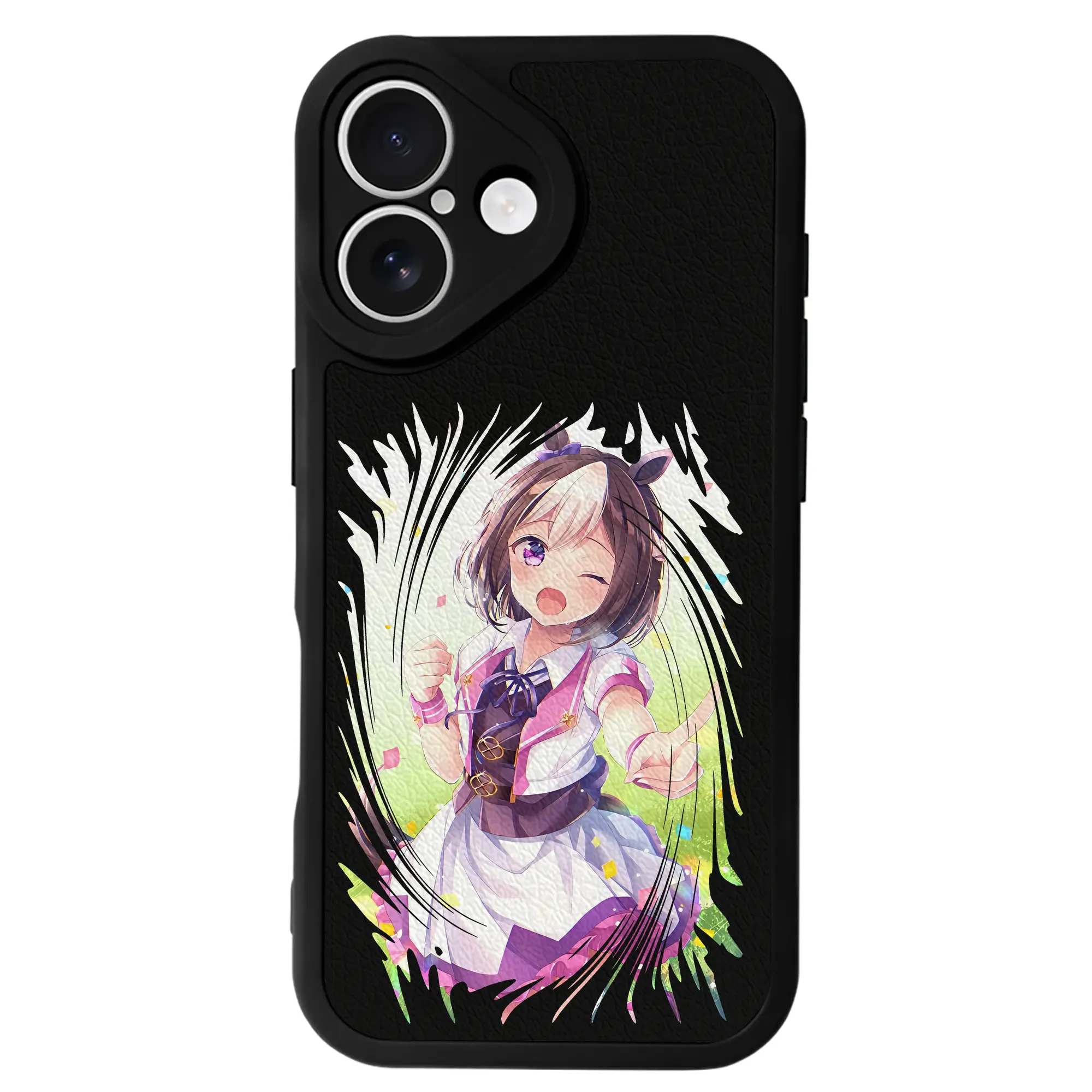 ウマ娘 プリティーダービー グッズ スペシャルウィーク - IPhone 16シリーズ対応 ・ シリコンスマホケース ・ レザー調 ・ 高精度フィット ・ 耐衝撃 ・ ワイヤレス充電対応 ・ 精密カット